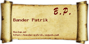 Bander Patrik névjegykártya